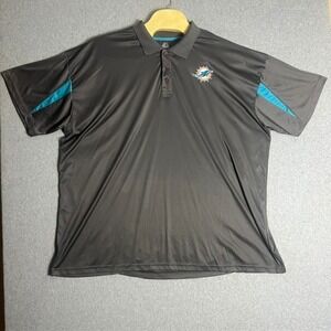 Majestic Men's Gray Miami Dolphins‎ Polo Shirt Size 5XL